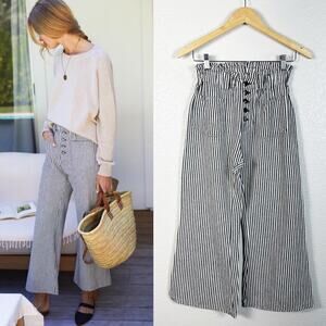 Emerson Fry Tulip Organic Flare Crop Pant in Black Stripe